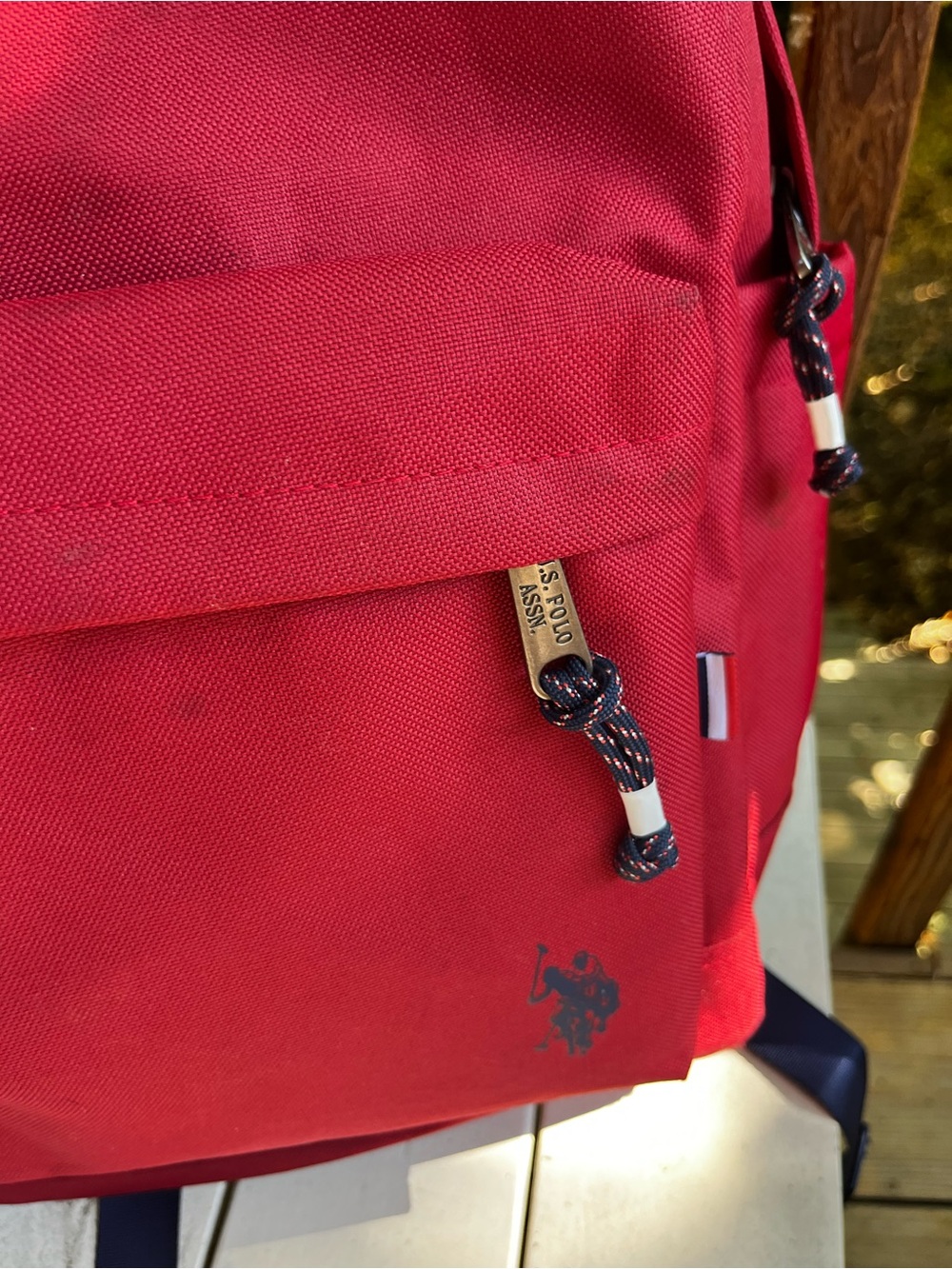 U.S. Polo Assn. Red Canvas Classic Backpack Laptop Sleeve Travel School - Picture 12 of 14